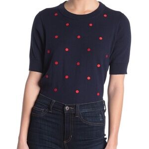 ✅ J. CREW ✅ DOTTED SHORT SLEEVE SWEATER OFF ✅ SIZE M ✅ GENTLY USED!